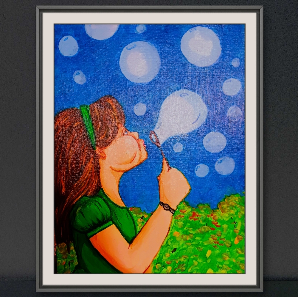 Blowing Bubbles  canvas art painting